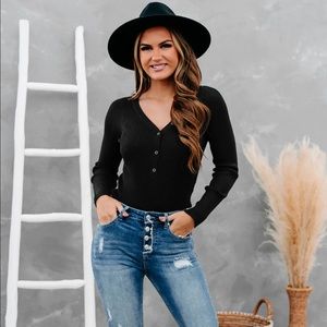 Ribbed Button-Down Bodysuit-NanaMacs